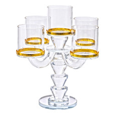 Канделябр свічник скляний на ніжці на 5 свічок Light House LG-30062 CL прозорий c золотою окантовкою
