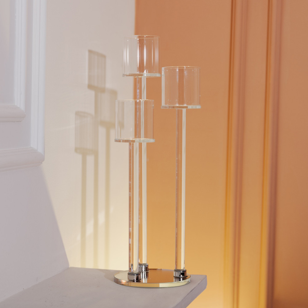 Зображення Свічник скляний на ніжці на 3 свічки Light House LG-30110 CL прозорий висота 38 см ИМ Light-Deco 4 