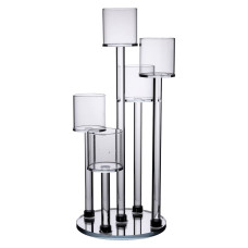 Свічник скляний на ніжці на 5 свічок Light House LG-30107 CL прозорий висота 38 см