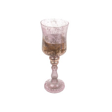 Стеклянный подсвечник декоративный 32x11см розовый