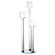Свічник скляний на ніжці на 3 свічки Light House LG-30109 CL прозорий висота 57 см