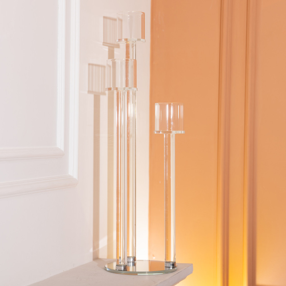 Зображення Свічник скляний на ніжці на 3 свічки Light House LG-30109 CL прозорий висота 57 см ИМ Light-Deco 3 