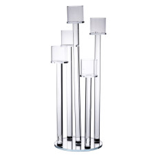 Свічник скляний на ніжці на 5 свічок Light House LG-30106 CL прозорий висота 57 см