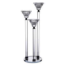 Свічник скляний на ніжці на 3 свічки Light House LG-30111 CL прозорий висота 37 см