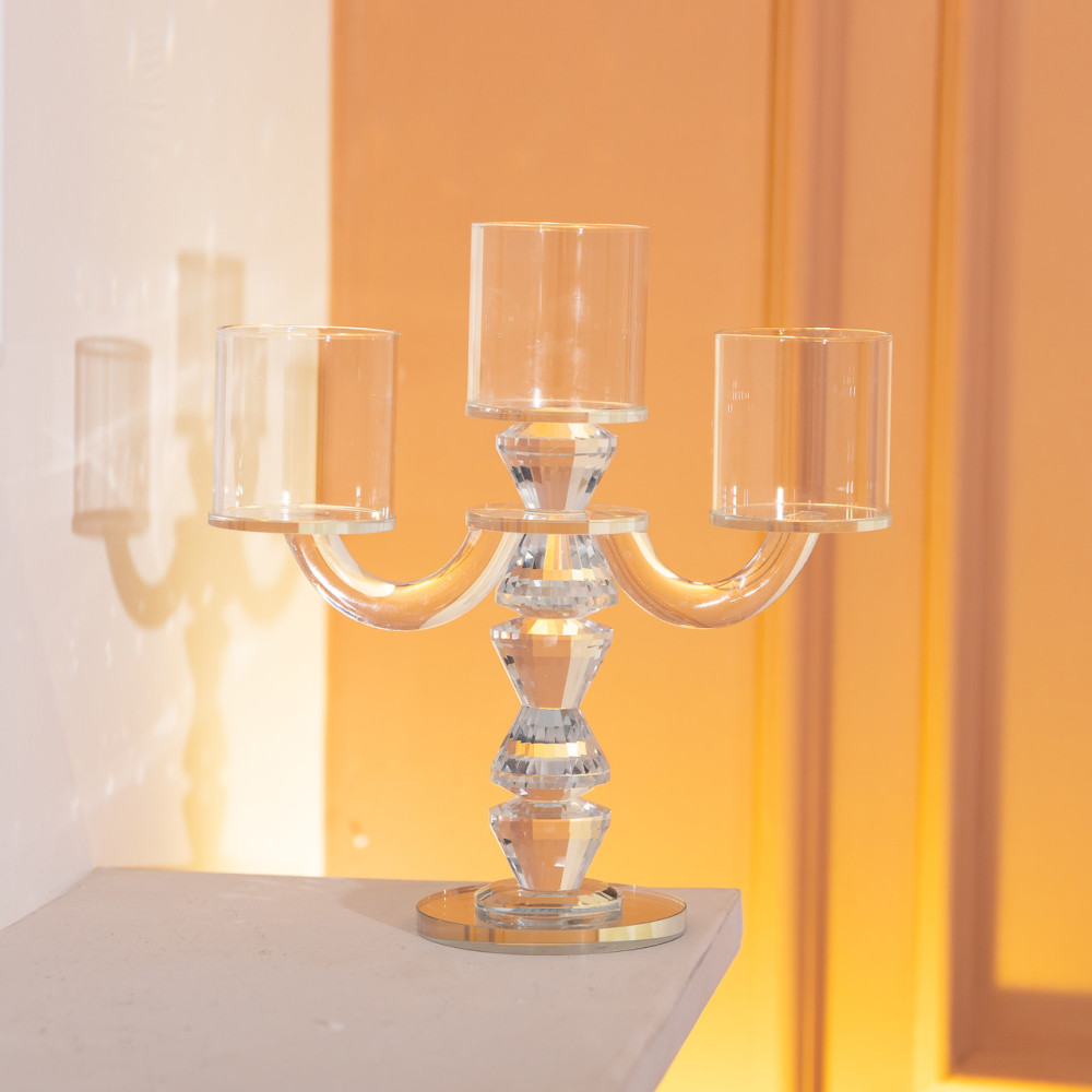 Зображення Канделябр свічник скляний на ніжці на 3 свічки Light House LG-30060 CL прозорий ИМ Light-Deco 3 
