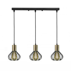 Світильник лофт підвісний на планці MSK Electric Lotus з бронзовими патронами NL 1415-3 BK+BN