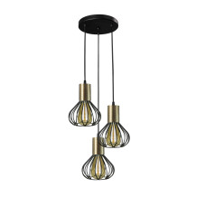 Світильник лофт підвісний на три плафони MSK Electric Lotus NL 1415-3R BK+BN з бронзовим патроном