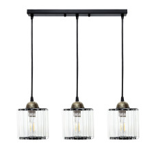 Светильник подвесной MSK Electric Brillante подвес на планке на три плафона Е27 черный NL 12112-3 BK