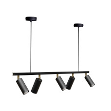 Люстра підвісна MSK Electric Tube у стилі лофт з поворотними плафонами NL 2450-5 BK