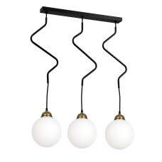 Светильник подвесной на планке MSK Electric Luna с тремя плафонами шарами 150mm Е27 PL 9015-3 BK