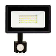 Прожектор світлодіодний BIOM 30W S6-SMD-30-Slim+Sensor 6200К 220V IP65 з датчиком руху, чорний