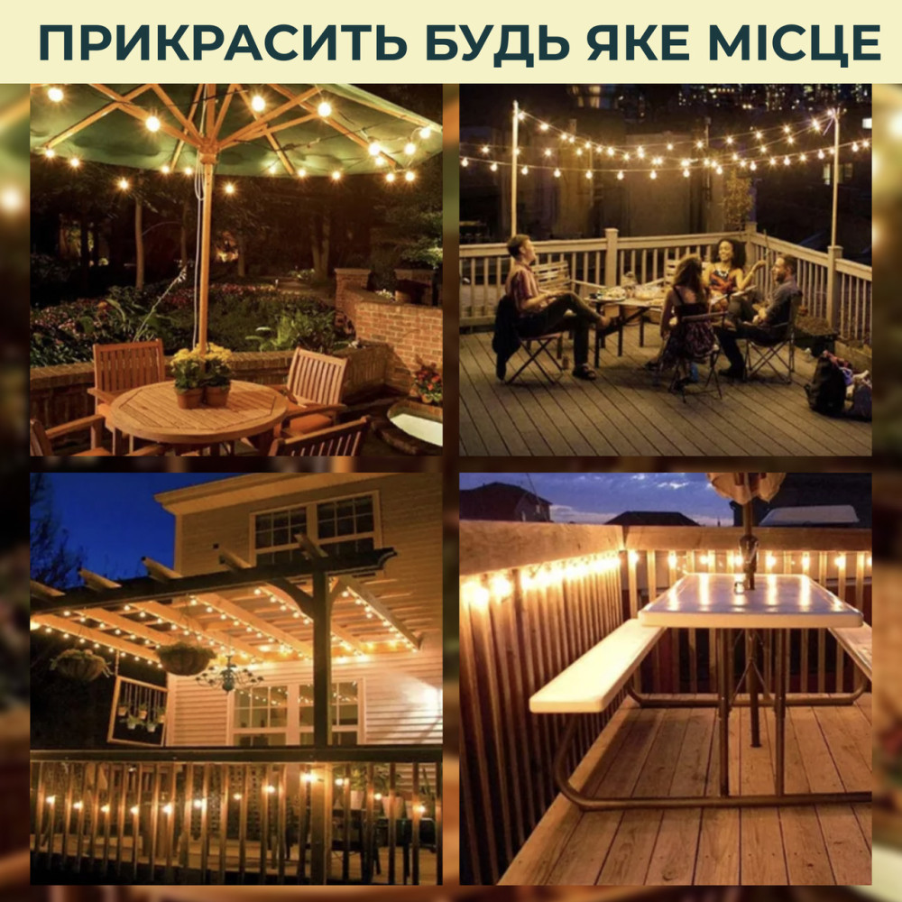 Изображение Ретро гирлянда уличная 10 LED лампочек 5 метров желтая A60Y ИМ Light-Deco 5 