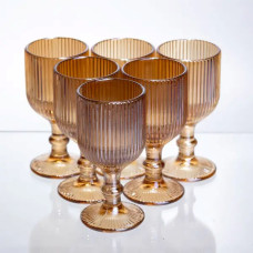 Набор рюмок для крепких напитков 6 штук по 50 мл ребристых из толстого стекла коричневый HP-19-221