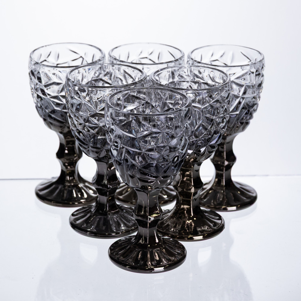 Зображення Набор рюмок на ножке 6 штук 50 мл для водки наливки подарочные рюмки стеклянные фигурные Серые HP-19-186 ИМ Light-Deco 