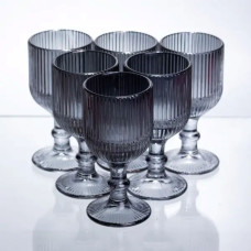 Набор рюмок для крепких напитков 6 штук по 50 мл ребристых из толстого стекла серый HP-19-229