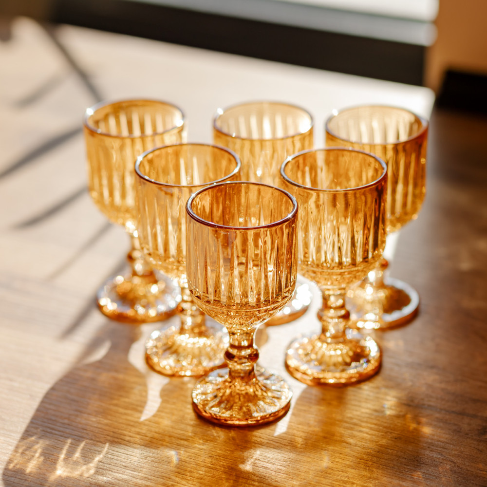 Зображення Набор рюмок для напитков 6 штук 50 мл из толстого стекла ребристые янтарные HP-19-250 ИМ Light-Deco 1 