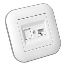 Розетка компьютерная (CAT6) LOFT белый+серый Розетка компьютерная (CAT6) LOFT белый+серый