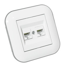 Розетка компьютерная двойная (CAT6) LOFT белый+серый Розетка компьютерная двойная (CAT6) LOFT белый+серый