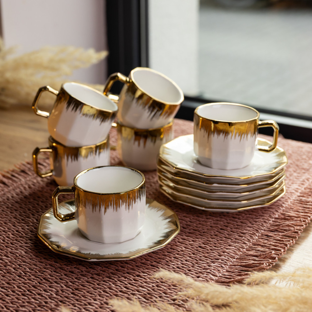 Изображение Чайный сервиз на 6 персон фарфоровый Golden Eye 80 мл Yiwu J2458 ИМ Light-Deco 1 