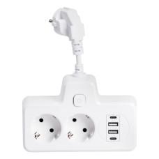 Сетевой фильтр на 2 евро розетки с 2 USB и 2 Type-C белый HP-5-17