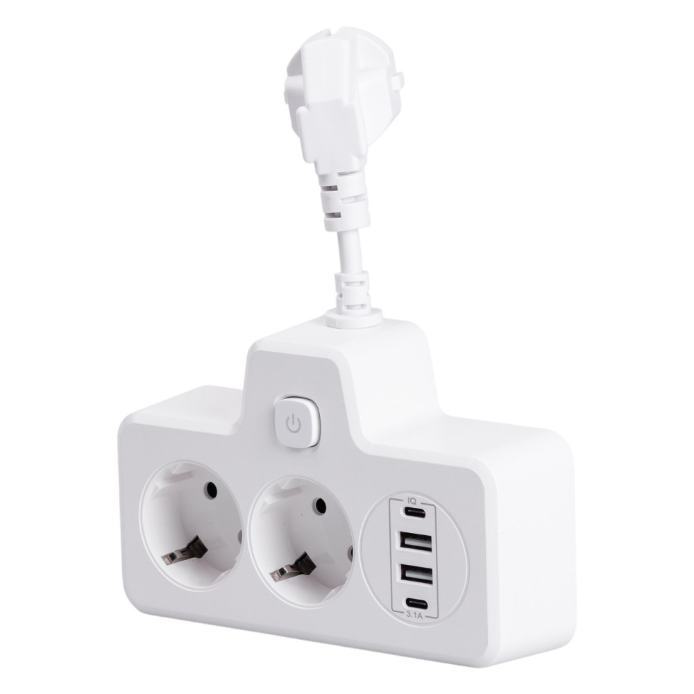 Изображение Сетевой фильтр на 2 евро розетки с 2 USB и 2 Type-C белый HP-5-17 ИМ Light-Deco 1 