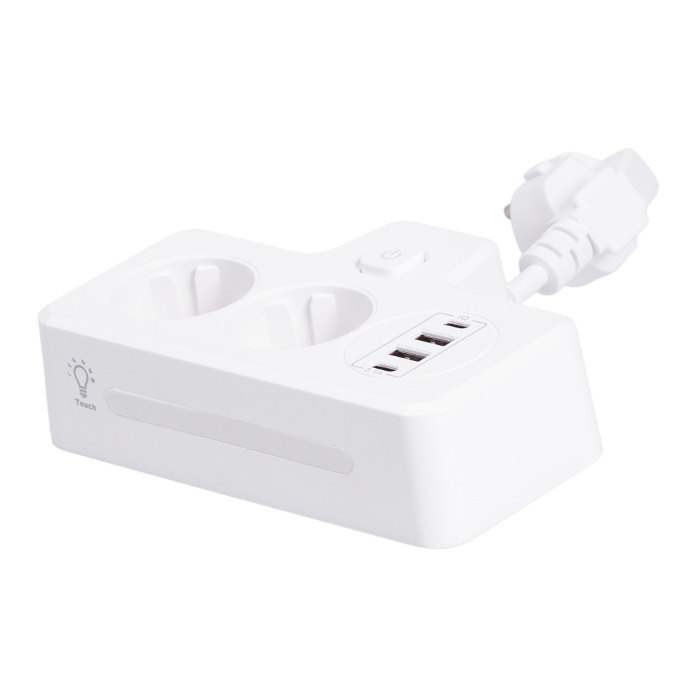 Изображение Сетевой фильтр на 2 евро розетки с 2 USB и 2 Type-C белый HP-5-17 ИМ Light-Deco 2 