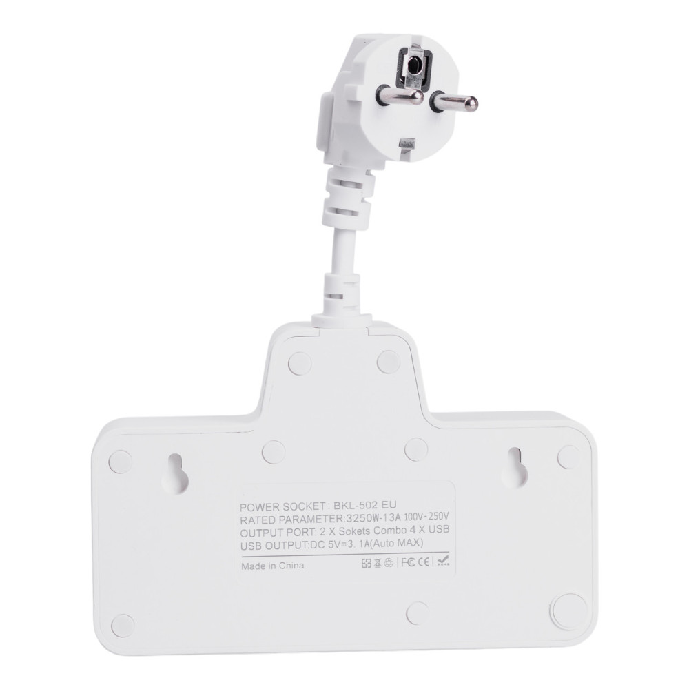 Изображение Сетевой фильтр на 2 евро розетки с 2 USB и 2 Type-C белый HP-5-17 ИМ Light-Deco 3 