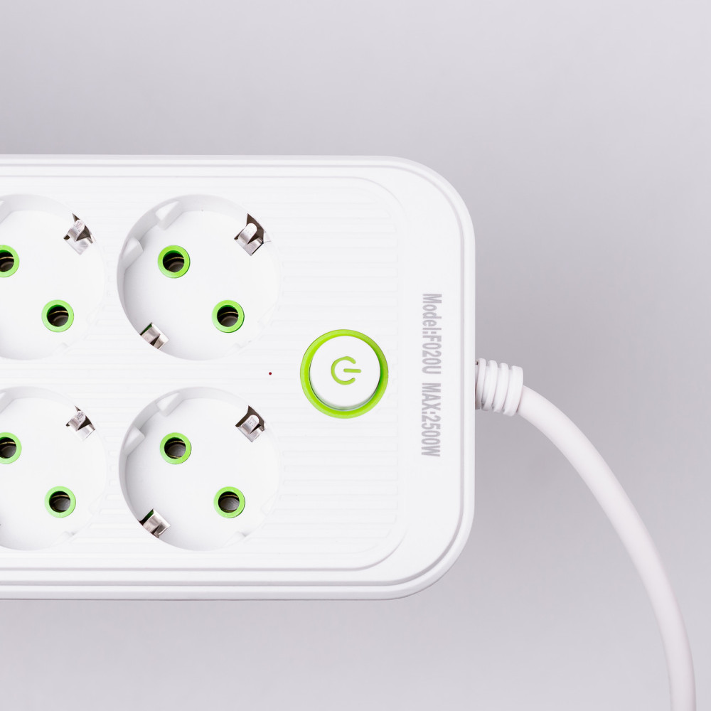 Изображение Сетевой фильтр 2.8 м удлинитель на 8 розеток с 3 USB 1 Type-C и кнопкой отключения F20U Белый HP-5-27 ИМ Light-Deco 5 