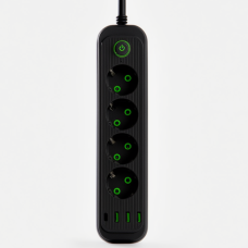 Сетевой фильтр-удлинитель 5 розеток 3xUSB-A 1xUSB-C 5м черный HP-5-40