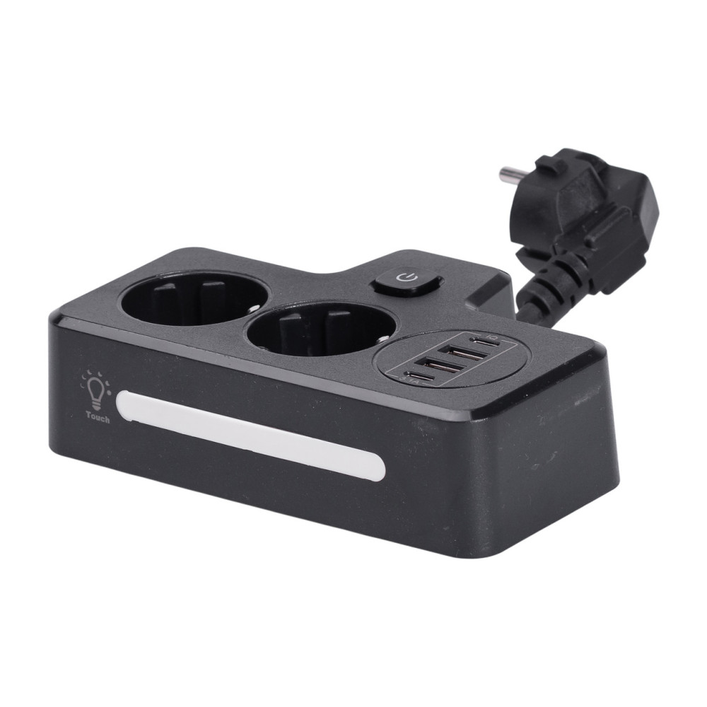 Изображение Сетевой фильтр на 2 евро розетки с 2 USB и 2 Type-C черный HP-5-18 ИМ Light-Deco 2 