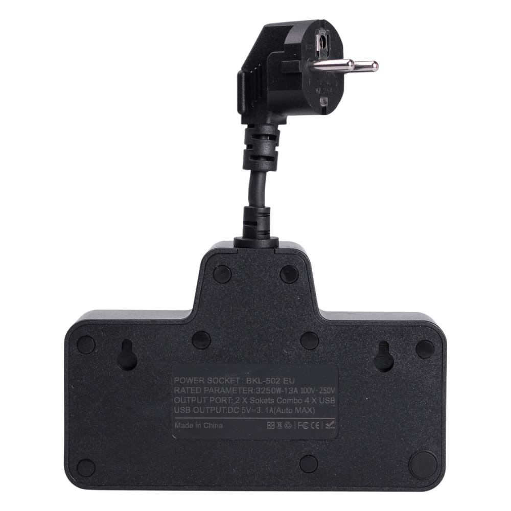 Изображение Сетевой фильтр на 2 евро розетки с 2 USB и 2 Type-C черный HP-5-18 ИМ Light-Deco 3 