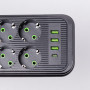 Изображение Сетевой фильтр 2.8 м удлинитель на 8 розеток с 3 USB 1 Type-C и кнопкой отключения F20U Черный HP-5-28 ИМ Light-Deco 6 