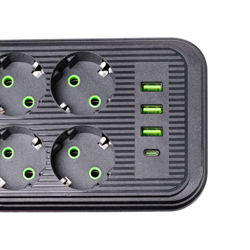 Изображение Сетевой фильтр 4.8 м удлинитель на 8 розеток с 3 USB 1 Type-C и кнопкой отключения F20U Белый HP-5-30 ИМ Light-Deco 4 