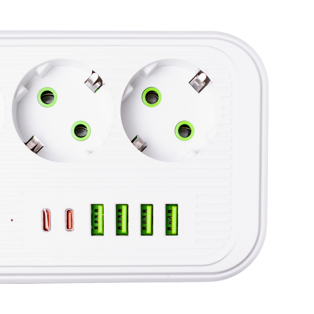 Изображение Сетевой фильтр кабель 4.75 м удлинитель F16 на 3 розетки 4 usb 2 type-c и кнопкой отключения Белый HP-5-21 ИМ Light-Deco 4 