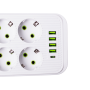 Изображение Сетевой фильтр 3 м удлинитель F06U на 6 розеток 4 USB 1 Type-C и кнопкой отключения Белый HP-5-23 ИМ Light-Deco 3 