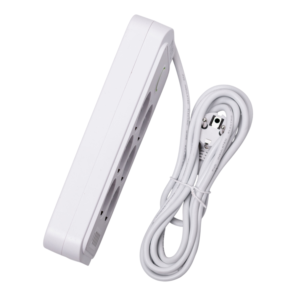 Изображение Сетевой фильтр 3 м удлинитель F06U на 6 розеток 4 USB 1 Type-C и кнопкой отключения Белый HP-5-23 ИМ Light-Deco 6 