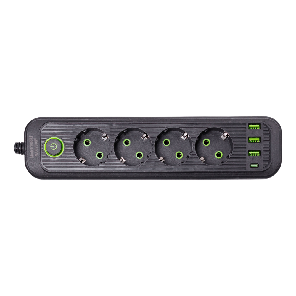 Изображение Сетевой фильтр 4.35 м удлинитель на 4 розетки с 3 USB 1 Type-C и кнопкой отключения HP-5-14 ИМ Light-Deco 2 