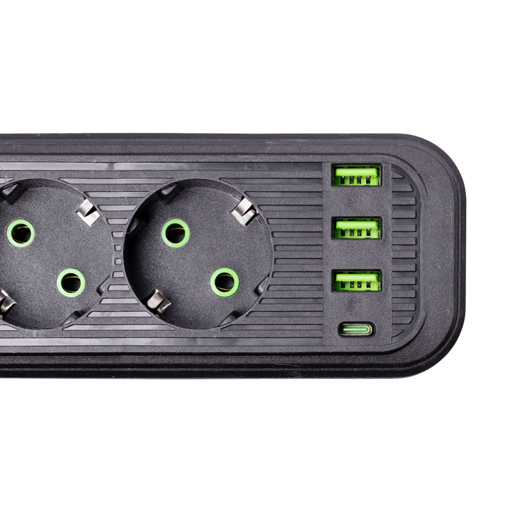 Изображение Сетевой фильтр 4.35 м удлинитель на 4 розетки с 3 USB 1 Type-C и кнопкой отключения HP-5-14 ИМ Light-Deco 4 