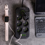 Изображение Сетевой фильтр 3 м удлинитель F06U на 6 розеток 4 USB 1 Type-C и кнопкой отключения Черный HP-5-24 ИМ Light-Deco 1 