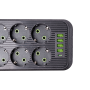 Изображение Сетевой фильтр 3 м удлинитель F06U на 6 розеток 4 USB 1 Type-C и кнопкой отключения Черный HP-5-24 ИМ Light-Deco 3 