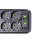 Изображение Сетевой фильтр 5 м удлинитель F06U на 6 розеток 4 USB 1 Type-C и кнопкой отключения Черный HP-5-26 ИМ Light-Deco 4 