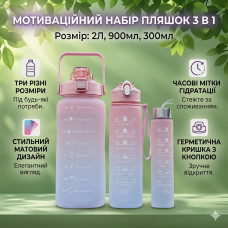 Бутылка для воды 3 в 1 Bottle AND264 Розово-голубая Комплект из 3 спортивных бутылок для воды Бутылка для воды 3 в 1 Bottle AND264 Розово-голубая Комплект из 3 спортивных бутылок для воды