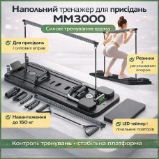 Напольный тренажер с резинками для приседаний MM3000, силовая платформа с LED-таймером и счетчиком повторов, до 150 кг, черный Напольный тренажер с резинками для приседаний MM3000, силовая платформа с LED-таймером и счетчиком повторов, до 150 кг, черный