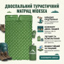 Изображение Надувной туристический матрас-коврик NMN-207 с подушкой и чехлом, 190×120×5 см, водонепроницаемый, зеленый ИМ Light-Deco 