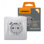 Изображение Розетка одинарна із заземленням з USB+USB-C срібний шовк VIDEX BINERA ИМ Light-Deco 