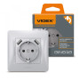 Изображение Розетка одинарная с заземлением и 2USB серебряный шёлк VIDEX BINERA ИМ Light-Deco 
