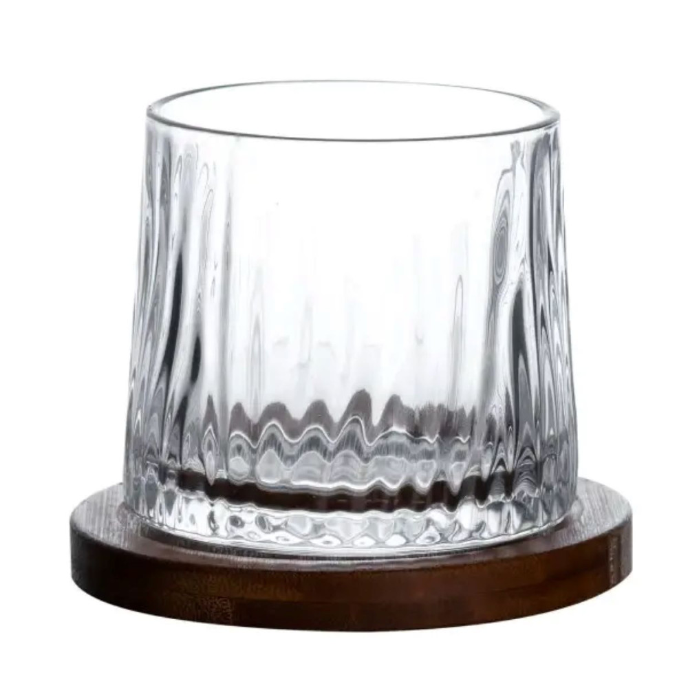 Зображення Стакан для виски Dof 300 мл Jiga Rotating Rocks glass с бамбуковой подставкой HP1601 ИМ Light-Deco 