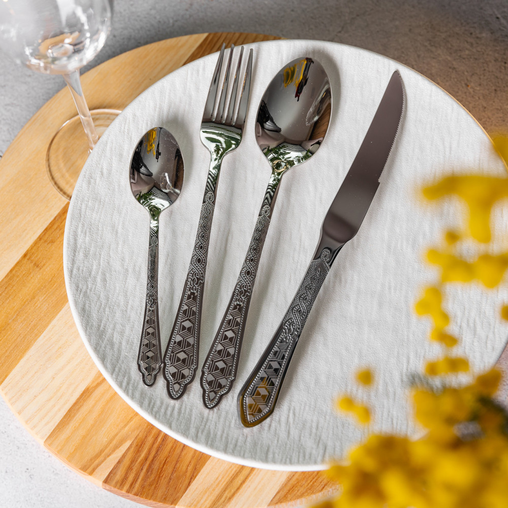 Зображення Набор столовых приборов золото на 6 персон комплект столовых приборов 24 предмета Серебро HP-20-63 ИМ Light-Deco 5 