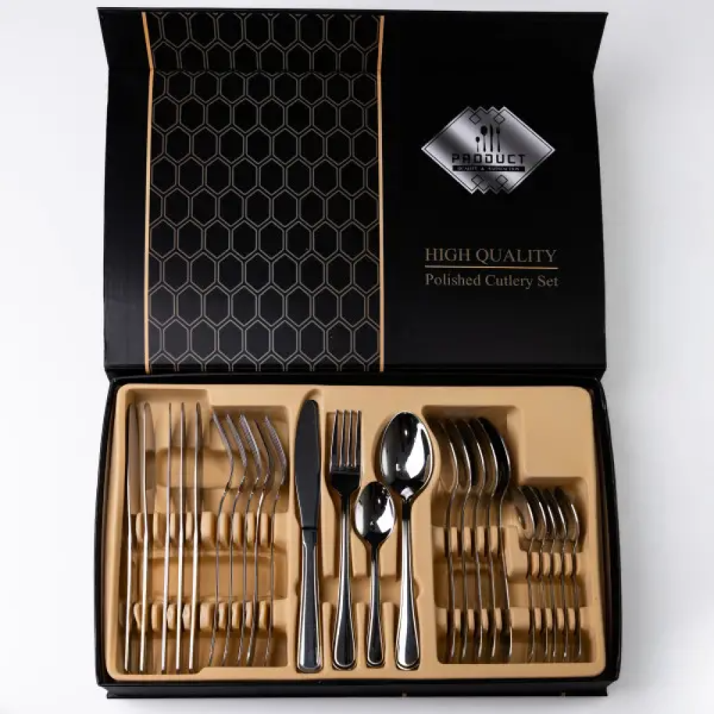 Зображення Набор столовых приборов из нержавеющей стали на 6 персон 24 предмета столовая ложка вилка нож HP-16978-25 ИМ Light-Deco 1 