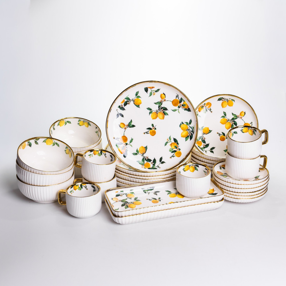 Зображення Столовый сервиз фарфоровый Lemon 32 предмета на 6 персон Yiwu LXX302A ИМ Light-Deco 